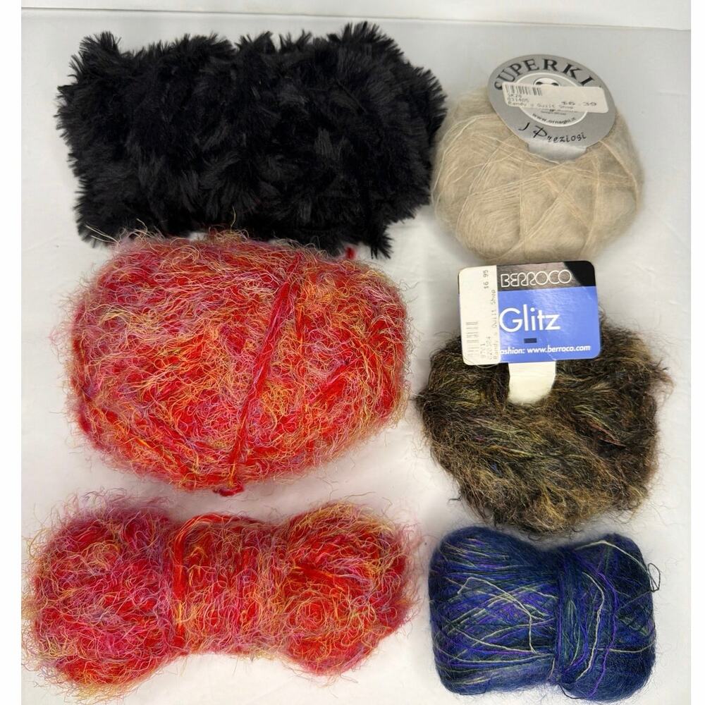 Mixed Lot 9 Oz of Soft Fuzzy Yarn Crochet Knit Craft DIY Novelty Holiday Gift